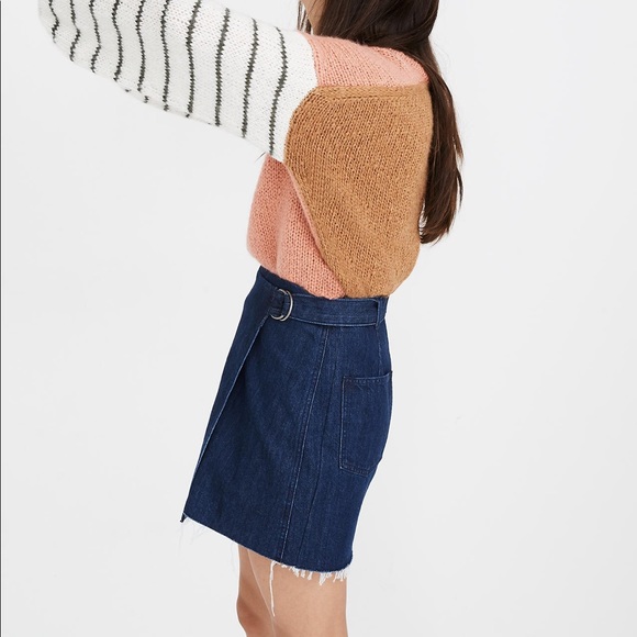 NWT Madewell Denim Raw-Hem Mini Wrap Skirt - Picture 3 of 6